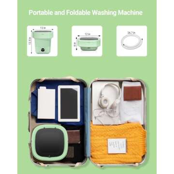 Portable Washing Machine, 11L Upgraded Large Capacity Foldable Mini Washer, Small Washing Machine for Apartments Travel Laundry Camping RV Dorm, Green