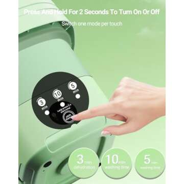 Portable Washing Machine, 11L Upgraded Large Capacity Foldable Mini Washer, Small Washing Machine for Apartments Travel Laundry Camping RV Dorm, Green