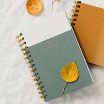 Promptly Journals, A Year of Gratitude (Sea Foam, Linen) - Guided Gratitude Journal, Daily Journal Prompts for Increased Mindfulness