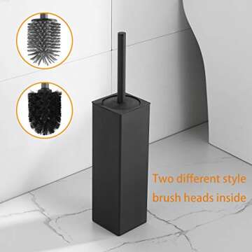 BGL Freestanding Aluminium Toilet Brush with Holder for Bathroom Storage and Organization Toilet Bowl Cleaner Brush and Holder, Square Design Sturdy and Space Saving (Black)