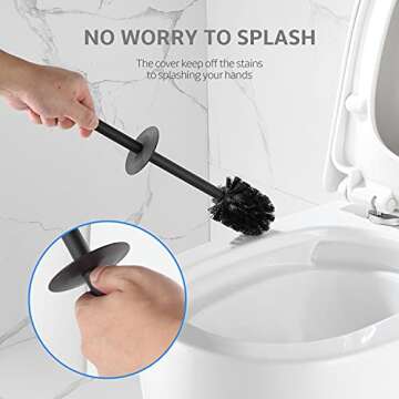 BGL Freestanding Aluminium Toilet Brush with Holder for Bathroom Storage and Organization Toilet Bowl Cleaner Brush and Holder, Square Design Sturdy and Space Saving (Black)