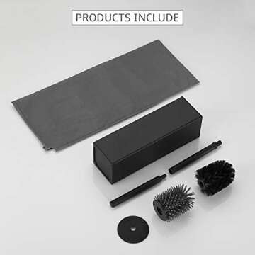 BGL Freestanding Aluminium Toilet Brush with Holder for Bathroom Storage and Organization Toilet Bowl Cleaner Brush and Holder, Square Design Sturdy and Space Saving (Black)