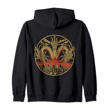 Vintage Dragon King Ghidorah art sunset japanese Zip Hoodie