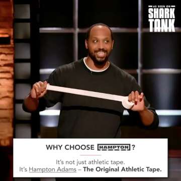 Hampton Adams | As Seen on Shark Tank | Orignial Athletic Sports Tape (3-Pack) | 45ft Rolls | Very Strong Easy Tear NO Sticky Residue | Best Tape for Athlete & Trainers | Fingers Ankles Wrist (Black)