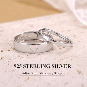 Matching Sterling Silver Couples Rings - Heart Promise