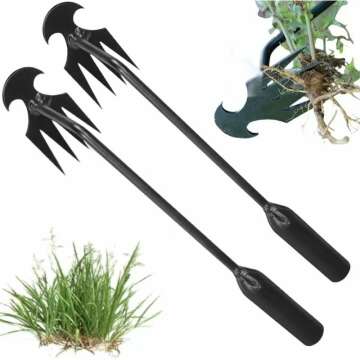 Weed Puller Tool - 4 Teeth Manual Weeder for Efficient Garden Maintenance (2PCS)