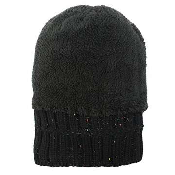 LUTHER PIKE SEATTLE Winter Pom Pom Beanie Hat - Cute Knit Yarn and Warm Fleece-Lined Slouchy Skull Ski Cap for Women - Cool Hair Accessories - for Boho, Hipster, and Winter Outfits, Black Confetti