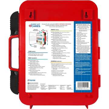 Be Smart Get Prepared First Aid Kit Hard Red Case 326 Pieces Exceeds OSHA and ANSI Guidelines 100 People - Office, Home, Car, School, Emergency, Survival, Camping, Hunting and Sports (20HBC01015REV3)