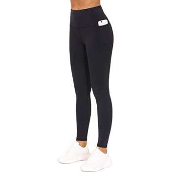 THE GYM PEOPLE Tummy Control Workout Leggings with Pockets High Waist Athletic Yoga Pants for Women Running, Fitness (Black-1, Medium)