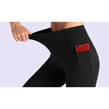 THE GYM PEOPLE Tummy Control Workout Leggings with Pockets High Waist Athletic Yoga Pants for Women Running, Fitness (Black-1, Medium)