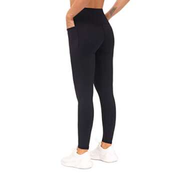 THE GYM PEOPLE Tummy Control Workout Leggings with Pockets High Waist Athletic Yoga Pants for Women Running, Fitness (Black-1, Medium)