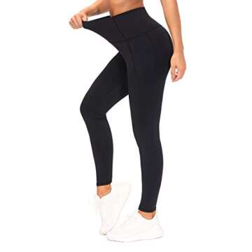 THE GYM PEOPLE Tummy Control Workout Leggings with Pockets High Waist Athletic Yoga Pants for Women Running, Fitness (Black-1, Medium)