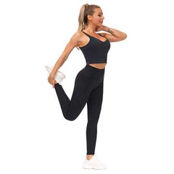 THE GYM PEOPLE Tummy Control Workout Leggings with Pockets High Waist Athletic Yoga Pants for Women Running, Fitness (Black-1, Medium)