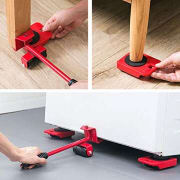 Furniture Lifter Mover Tool Set - Heavy Duty Furniture Lifter with 4 Sliders for Easy and Safe Moving, 360 Degree Rotatable Pads, Suitable for Sofas, and Refrigerators