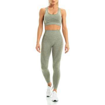 WodoWei Women 2 Piece Workout Outfits Sports Bra Seamless Leggings Yoga Gym Activewear Set