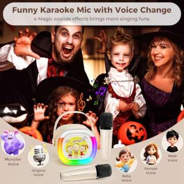 HWWR Karaoke Machine for Kids Adults, Mini Karaoke Machine with 2 Wireless Microphones & LED Lights, Bluetooth Speaker Toys for Kids, Christmas Birthday Gifts for Girls Boys Ages 3-12+ Home Party