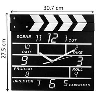 Zaoniy Large Retro Cinema Movie Slate Analog Wall Clock Clapper Film Modern Home, Theater Movie Reels Popcorn Wall Decor Home Decorations,Gift for Movie Lover, Friends and Family