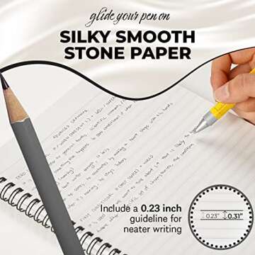 GAK. Stone Paper Waterproof Spiral Notebook, 7.20”x10.11”, 50 sheets, Durable Notebook, Eco-Friendly Mineral Stone Paper Notebook, Waterproof Notepad, Ruled, White