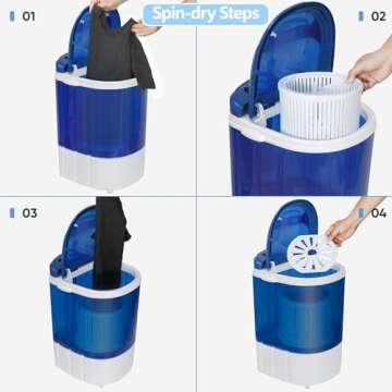 ZENY Portable Mini Washing Machine 5.7 lbs Washing Capacity Semi-Automatic Compact Washer Spinner Small Cloth Washer Laundry Appliances for Apartment, RV, Camping, Single Translucent Tub Blue