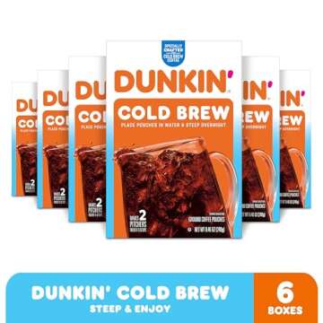 Dunkin' Cold Brew Ground Coffee Packs, 8.46 Ounces (Pack of 6)