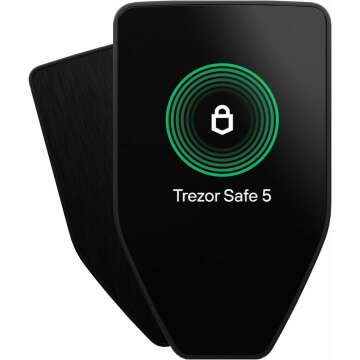 Trezor Safe 5 - Crypto Hardware Wallet with Secure Element & Passphrase, Color Touchscreen and Haptic Feedback, Protect Your Bitcoin and Digital Assets (Black Graphite)