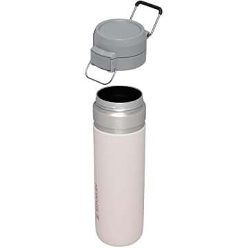 Stanley Quick Flip GO Water Bottle 24 OZ | Push Button Lid | Leakproof & Packable for Travel & Sports | Insulated Stainless Steel | BPA-Free | Rose Quartz