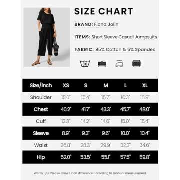 Fiona Jolin Jumpsuits for Women Casual Summer Short Sleeve Wide Leg Jumpers Long Rompers with Pockets (Black-S)