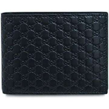 Gucci Wallet 333042 Men's Bifold Wallet Horizontal Removable Card Case Micro Guccissima Black