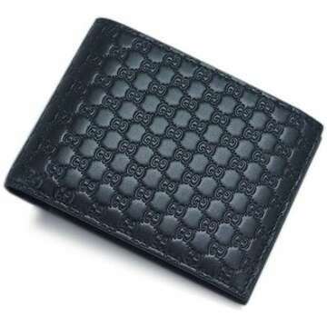 Gucci Wallet 333042 Men's Bifold Wallet Horizontal Removable Card Case Micro Guccissima Black