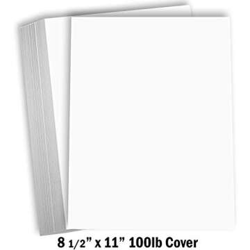 Hamilco White Cardstock Thick Paper 8 1/2 x 11" Blank Heavy Weight 100 lb Cover Card Stock - for Brochure Award and Stationery Printing 50 Pack