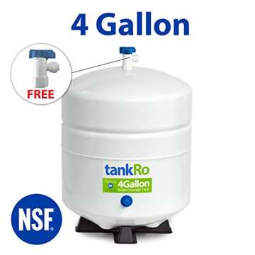 tankRo RO132-TNK RO Water Filtration System Expansion Tank 4 Gallon Capacity – NSF Certified – Compact Reverse Osmosis Water Storage Pressure Tank 1/4" Tank Ball Valve