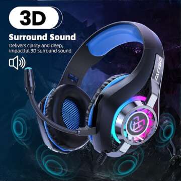 Gaming Headset for PC, Ps5, Switch, Mobile, Gaming Headphones for Nintendo with Noise Canceling Mic, Deep Bass Stereo Sound