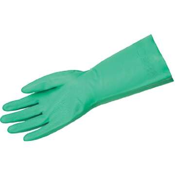 MCR Safety 5336S 6-1/2-Inch Nitri-Chem Seamless Nitrile Buna Rubber Gloves with Flock Lining, Green, X-Small, 1-Pair