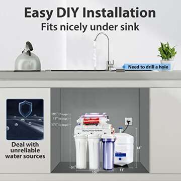 iSpring RCC7AK-UV, NSF Certified, 75GPD 7-Stage Under Sink Reverse Osmosis RO Drinking Water Filtration System with Alkaline Remineralization Filter and UV Ultraviolet Filter