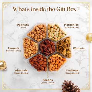 Rosie & Joy Gourmet Mixed Nuts Gift Basket | Christmas Gift Platter Includes 7 Assortments of Delicious Premium Nuts, Ideal for Christmas, Corporate Gifts & Special Occasions