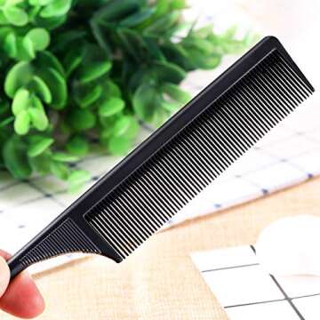 2 Pack Rat Tail Combs for Women Fine Tooth Comb Parting Tip Carbon Fiber Root Teasing Anti Static Heat Resistant Adding Volume Evening Hair Styling