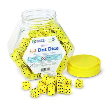 Learning Resources Hands-On Soft Dot Dice Bucket, Set of 200, Ages 3+, Classroom or Homeschool Supplies, Back to School Supplies,Teacher Supplies