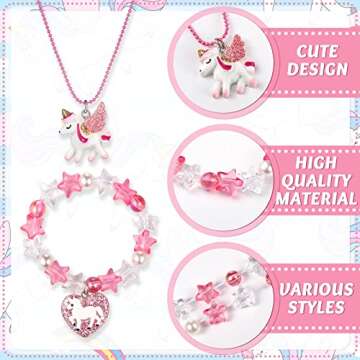 Bonuci 12 Pcs Girls Jewelry Set for Fun Dress Up