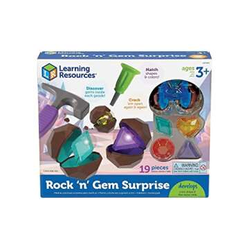 Learning Resources Rock 'n Gem Surprise, Sorting, Matching & Counting Skills Activity Set, Early STEM, 19 Pieces, Ages 3+