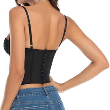 Raxnode Lace Bustier Corset Tops for Women - Sexy Going Out Party Club Top with Buckle