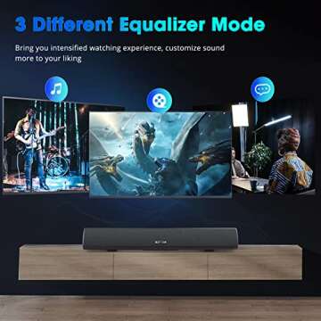 BESTISAN Soundbar, TV Sound Bar with Wired HDMI and Wireless Bluetooth 5.0 Home Theater System (28 Inch, Enhanced Bass Technology, 3-Inch Drivers, Bass Adjustable, Wall Mountable, DSP)