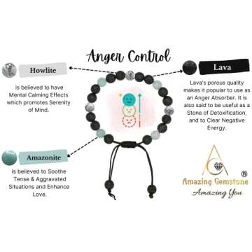 Anger Control Bracelet Set - Howlite Amazonite Lava - Anxiety Relief Gifts