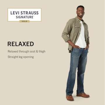 Levi Strauss Signature Gold Men's Relaxed Fit Flex Jeans (Available in Big & Tall), Headlands, 36W x 30L