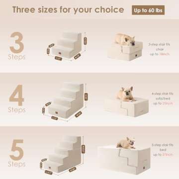 EHEYCIGA Beige Dog Stairs for Couch & Pet Safety