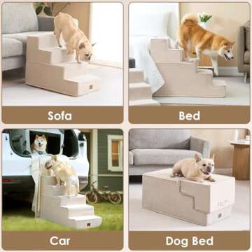 EHEYCIGA Beige Dog Stairs for Couch & Pet Safety