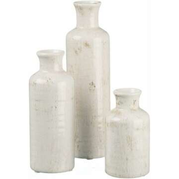 Elegant Sullivans White Ceramic Vase Set - Farmhouse Home Decor