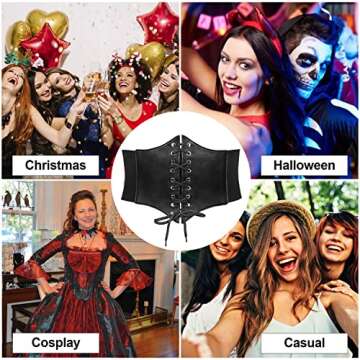 JASGOOD Women’s Elastic Costume Waist Belt Lace-up Tied Waspie Corset Belts for Women