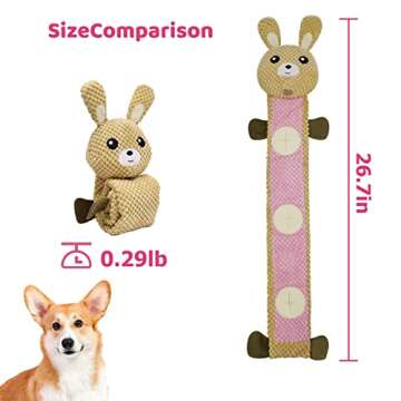 Plush Dog Toys SunDogo Dog Squeak Chew Toys for Puzzle & Foraging Instinct Training, Pet Treat Toy, Rabbit Interactive Plush Dog Chew Teething Toys for Small Medium and Large Dogs