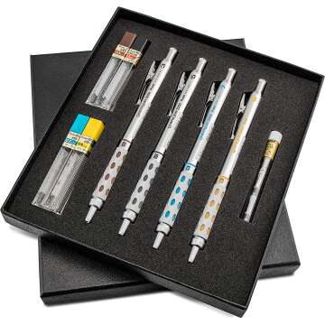 Pentel Arts GraphGear 1000 Premium Gift Set with Refill Leads & Erasers (PG1000BXSET) , Black , 0.3mm, 0.5mm, 0.7mm, 0.9mm