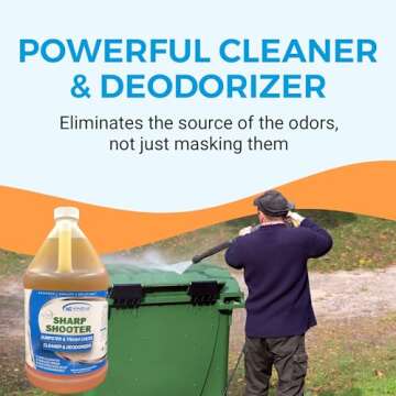 KINZUA ENVIRONMENTAL Sharpshooter, Heavy-Duty Trash Can Odor Eliminator & Degreaser, Garbage Surface Cleaner and Deodorizer Foam, Professional-Grade, Fresh Citrus Scent, 1 Gallon